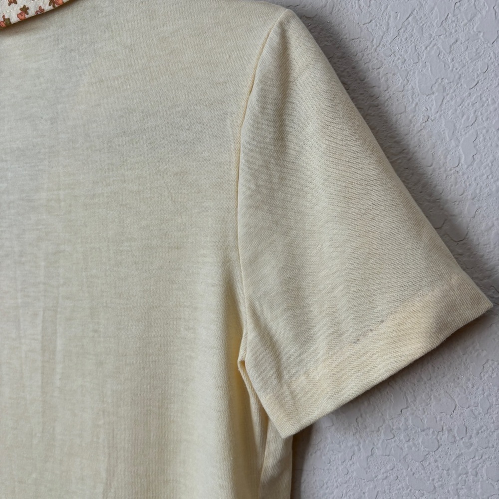 Vintage 70's Retro Ditsy Floral Printed Wide Collar Polo Shirt - Picture 10 of 11